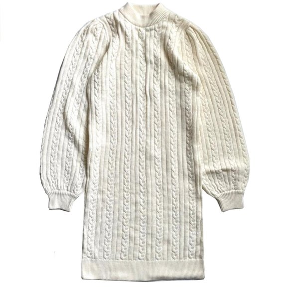 Cableknit Open Back Cotton Sweater Dress - NWT Size L - Picture 14 of 15